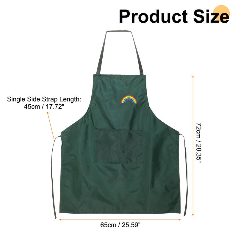 3pcs Bib Apron 72x65cm Unisex Cooking Aprons with 2 Pockets for Home - 28.35" x 25.59" - Green