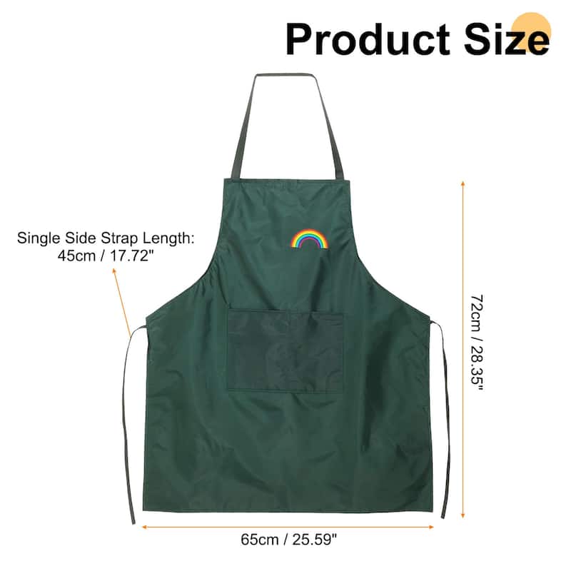 Bib Apron 72x65cm Unisex Cooking Aprons with 2 Pockets for Home - 28.35" x 25.59" - Green