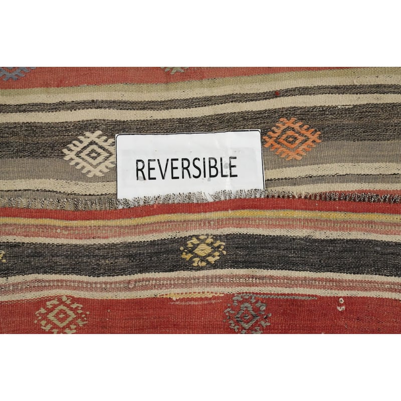 Hand Woven Oriental 100% Wool Carpet Southwestern Tribal Multi-Colored Kilim Area Rug - 9' 4'' X 5' 8''