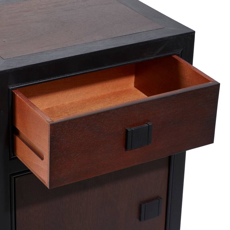 Dark Brown Wooden 1 Drawer 1 Shelf and 1 Door Cabinet