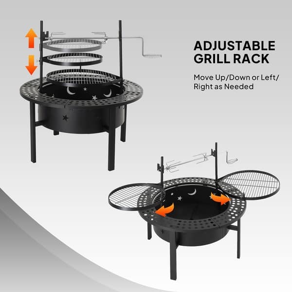 33 In. Heavy-Duty Charcoal Grill With Rotisserie And Dual Grilling ...