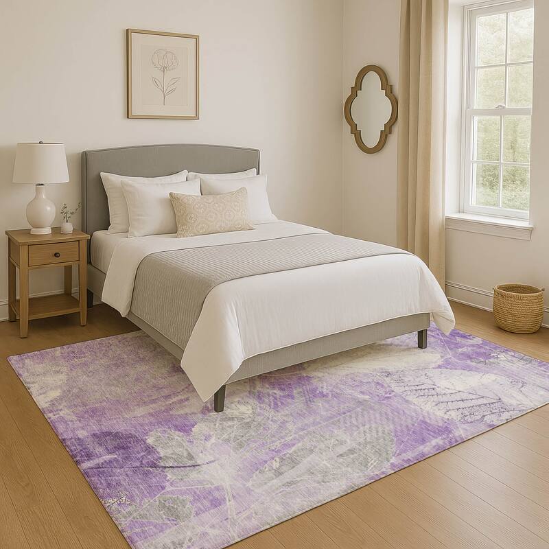 Premium Washable Super Soft Floral Imprints Mayfield Rug - Lavender - 3' x 5'