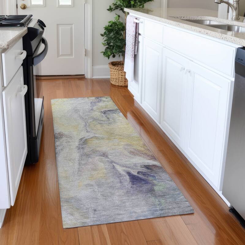Premium Washable Super Soft Abstract Modern Mayfield Rug - Gold - 2'3" x 7'6"