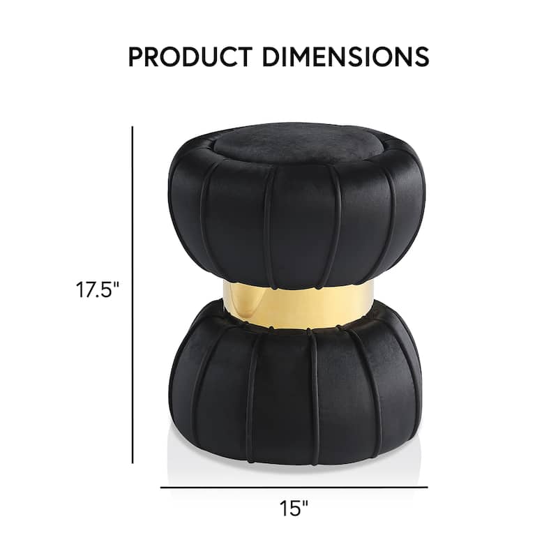 Furniture of America Reginald Modern 17-inch Velvet Ottoman with Gold Trim