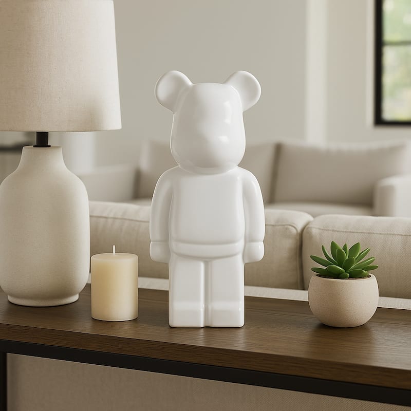 Ceramic Decorative Object Modern Minimalist Bear Figurine Home Decor - 4.75" x 4" x 11.5"