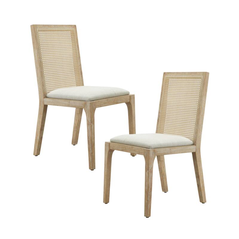 Roomfitters 36-Inch Dining Side Chair (Set of 2), Solid Wood Frame with Synthetic Cane Back, Natural