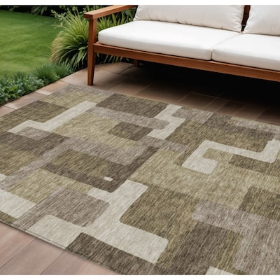 HomeRoots Abstract Transitional Rectangle Outdoor Rug