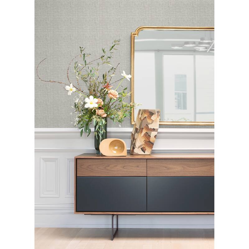 A-Street Prints Kantera Light Grey Fabric Texture Wallpaper