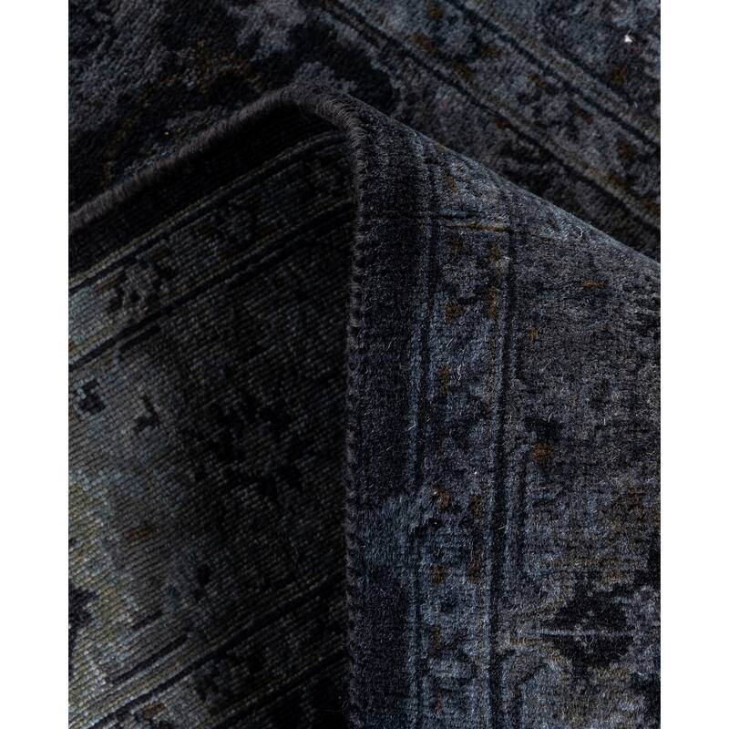 Overdyed One-of-a-Kind Hand-Knotted Area Rug - Gray - 2' 7" x 18' 2"