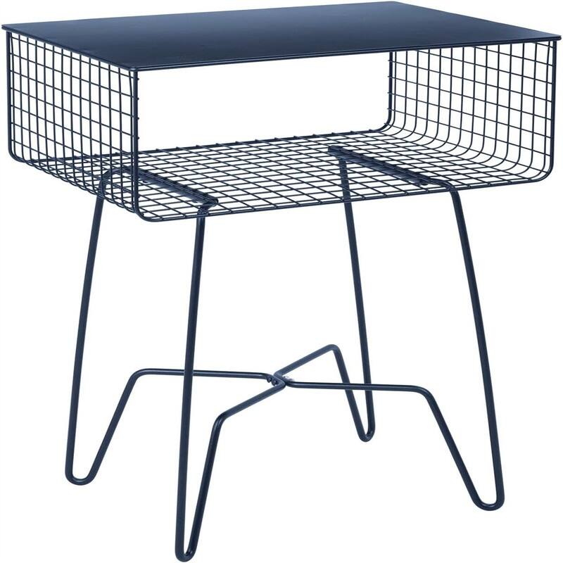 Steel Side Table Nightstand with Storage - 12.75"D x 17.4"W x 22.8"H