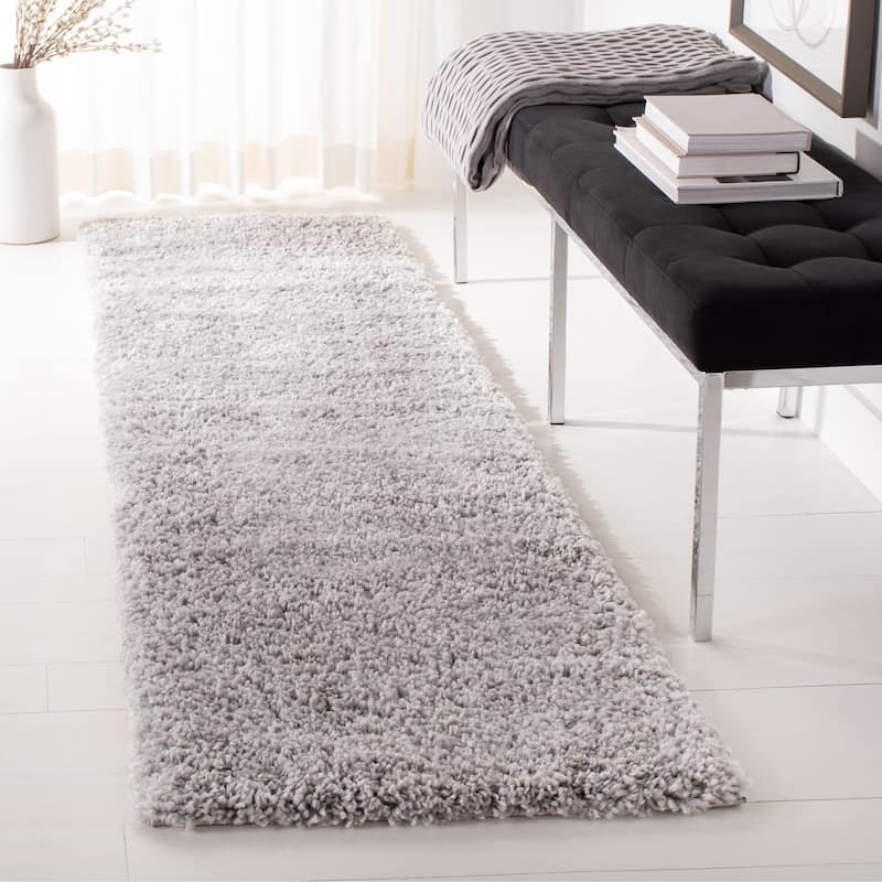 SAFAVIEH Fontana Shag Kimberlie Solid 2-inch Thick Rug - 2'3" x 8' Runner - Grey - Runner