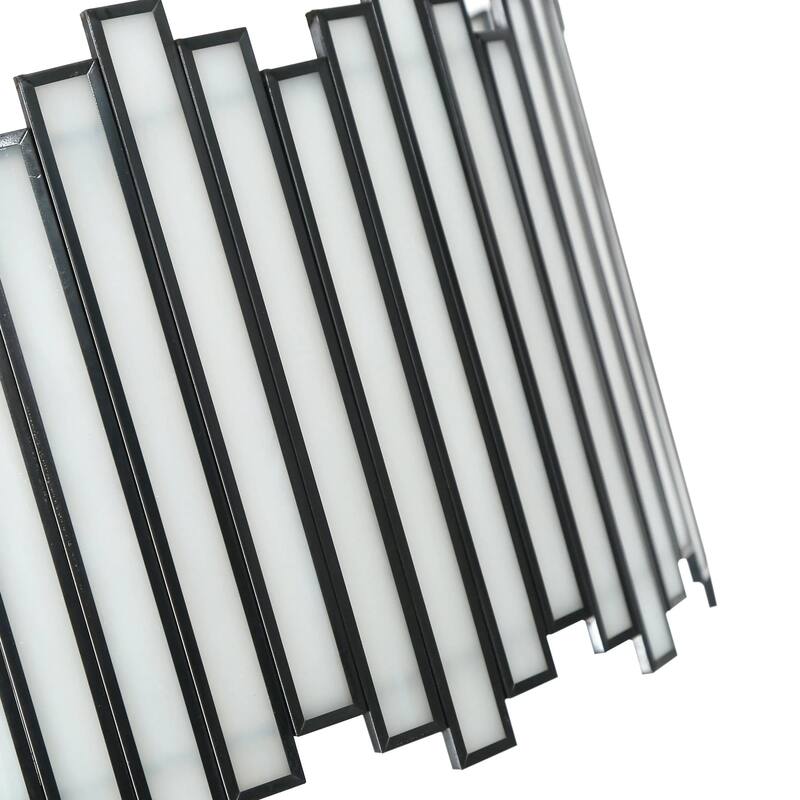 Tifany Modern Black 4-Light Drum Colored Glass Chandelier for Dining Room