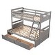 preview thumbnail 10 of 44, Versatility Twin over Full Wooden Kids Bed Bunk Bed with Two Storage Drawers,Ladder and Guardrails