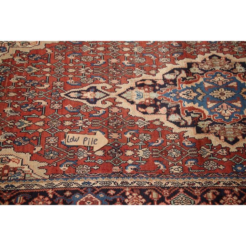 Hand Knotted Oriental 100% Wool Carpet Traditional Medallion Red Malayer Runner Rug - 10' 7'' X 3' 11''