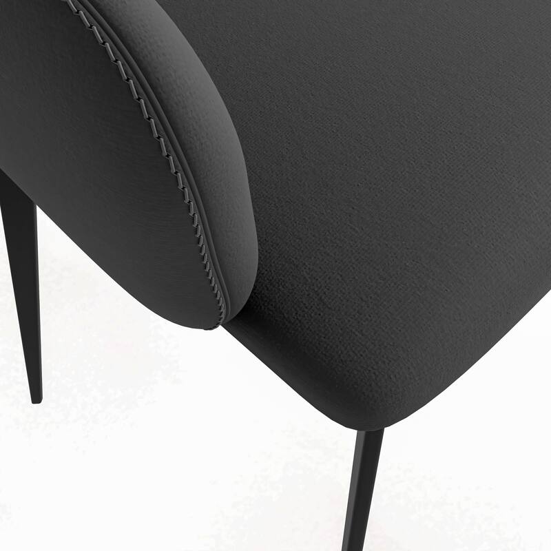 Sonnet Dining Chair with Armrests and Black Powder-Coated Iron Legs Set of 4