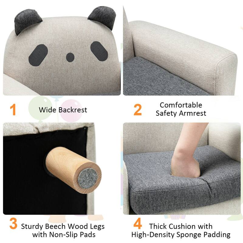 Gymax Kids Dinosaur/Panda/Chick Sofa Wooden Armrest Chair Couch w/