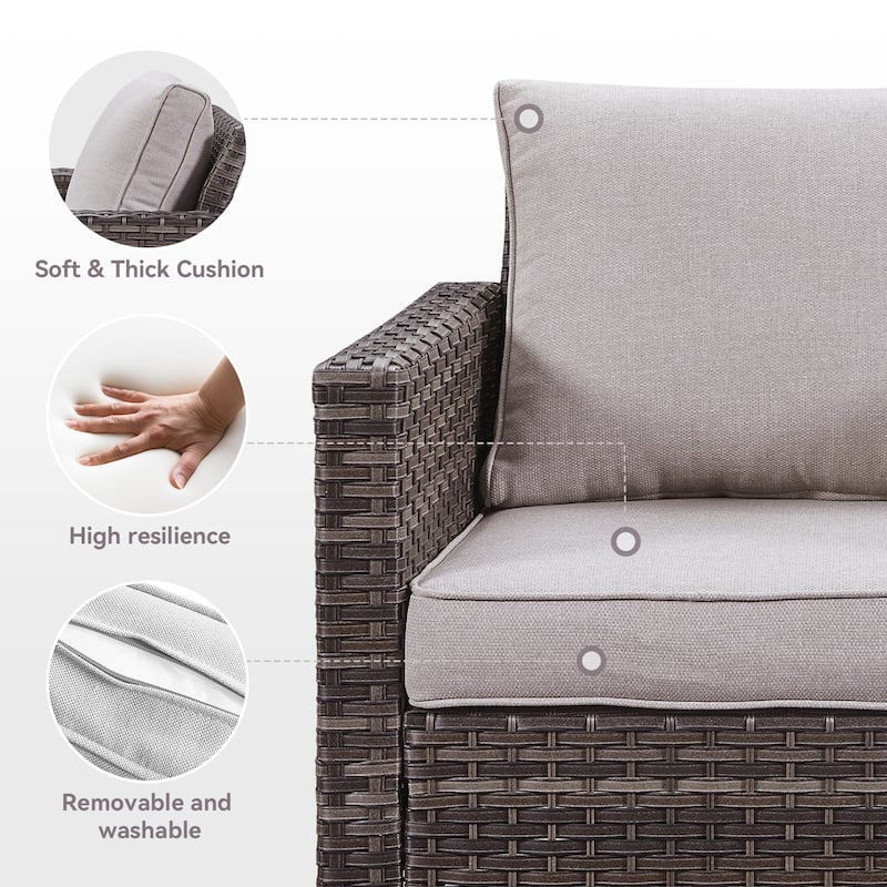 5 Pieces Fire Pit Table with Sofa Swivel Chair Set