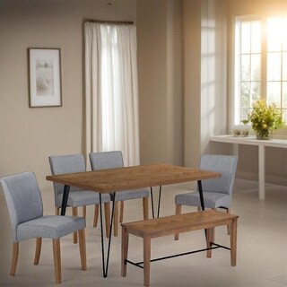 Modern 6-Piece Dining Table Set with 4 Upholstered Chairs and 1 Bench ...