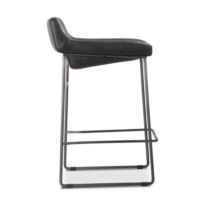 NADAAL STUDIOS Orson, Counter Stool With Top Grain Leather, Set of Two - 17"W x20"D x32"H