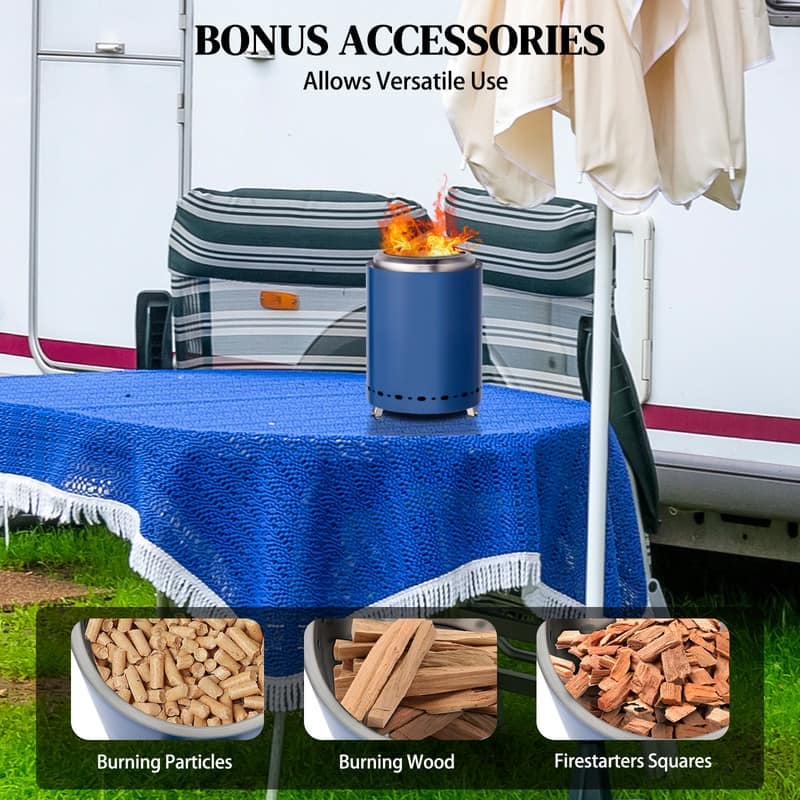 9.7 in. H Stainless Steel Smokeless Stove with Storage Bag and Folding Legs