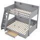 preview thumbnail 22 of 28, Twin over Full Bunk Bed with Shelves, Multi-functional Kids Storage Bed Frame with LED Light, Charging Station and Drawer
