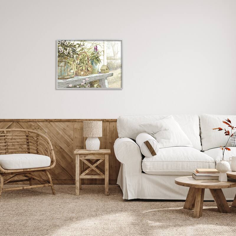 Stupell Cottage Garden Flowers Framed Giclee Art Design by Michael Humphries