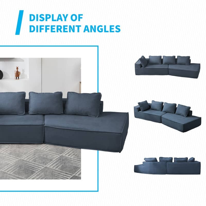 Mixoy 122" 2-Pieces Convertible Sectional Sofa,Oversized Sleeper Couch,Curved Modern Sofas for Living Room