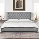 preview thumbnail 7 of 10, Manhattan Tufted Wingback Headboard King Platform Bed