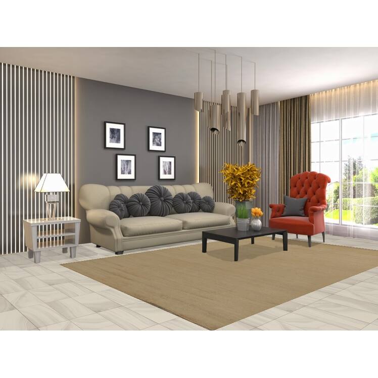 Muted Gold Beige Gabbeh Oriental Area Rug Hand-Knotted Wool Carpet - 6'5" x 9'8"