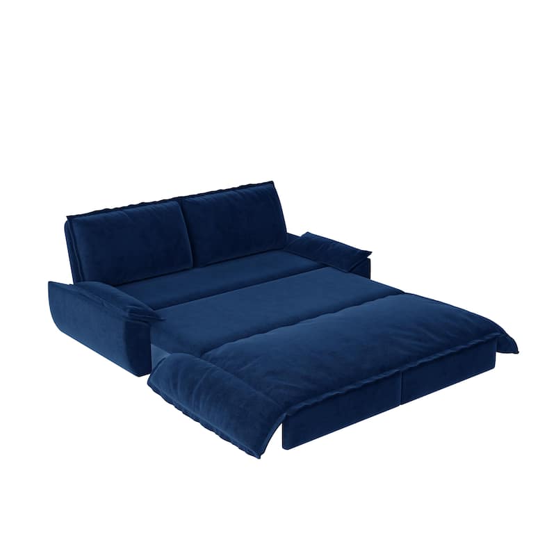 3-in-1 Convertible Sleeper Sofa Loveseat with 2 Soft Pillows, Pull-Out Sofa Bed, Chaise Lounge Sofa for Living Room