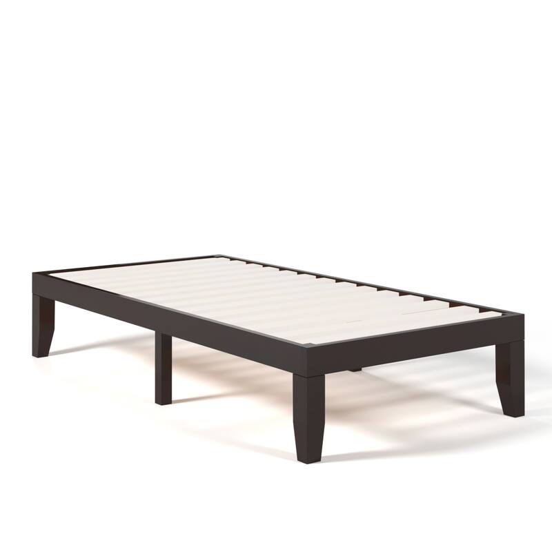 Gymax 14'' Twin Size Wooden Platform Bed Frame w/ Strong Slat Support