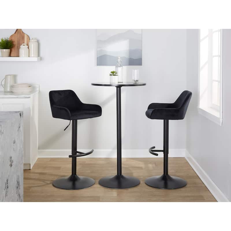 Silver Orchid Galotti Adjustable Bar Stool with Rounded T Footrest (Set of 2)