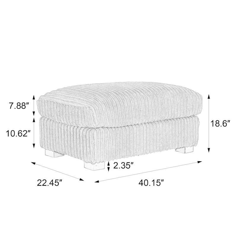 40" W Oversized Rectangle Plush Corduroy Ottoman