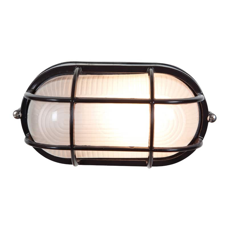 Access Lighting Nauticus Dual Mount - Outdoor Wall Sconce Bulkhead - Frosted Glass Shade - Replaceable LED - Black