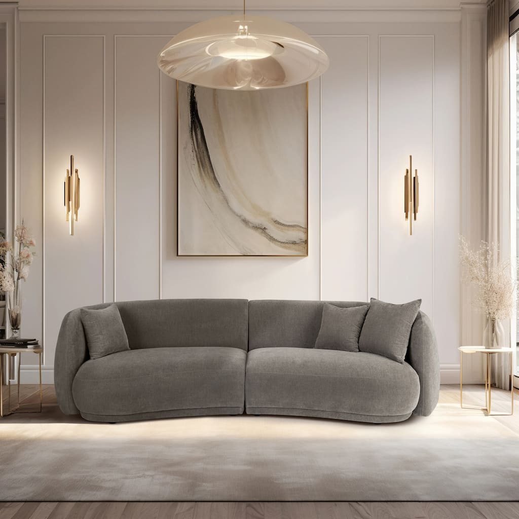 Sagebrook Home Neutral Modern 4 Seat Rectangle Curved Sofa - 117" x 49" x 31"