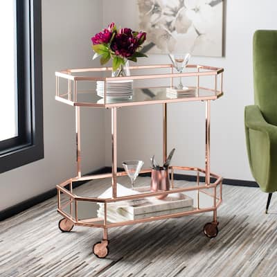 SAFAVIEH Katica 2-Tier Octagon Bar Cart - 29.6" x 16.5" x 29.8" - 30Wx17Dx30H