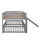 preview thumbnail 22 of 42, Full Over Full Wooden Bunk Bed,Low Bunk Bed with Built-In Ladders and Slides