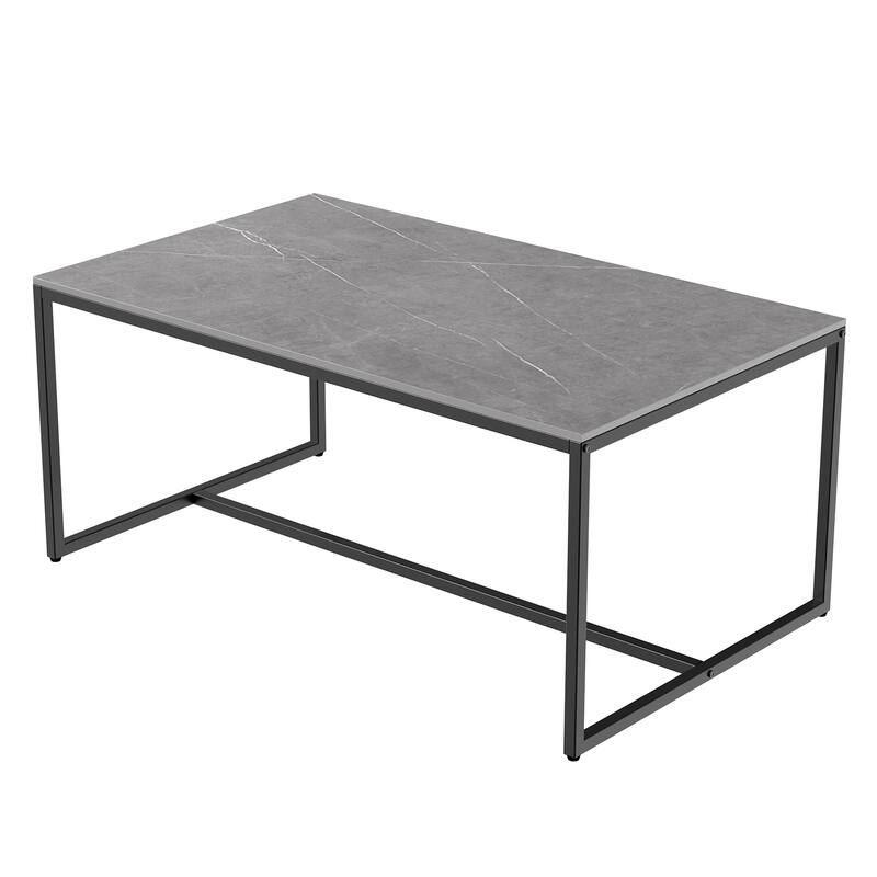 Sintered Stone Top Rectangle Coffee Table - 23.6" D x 39.4" W x 16.5" H