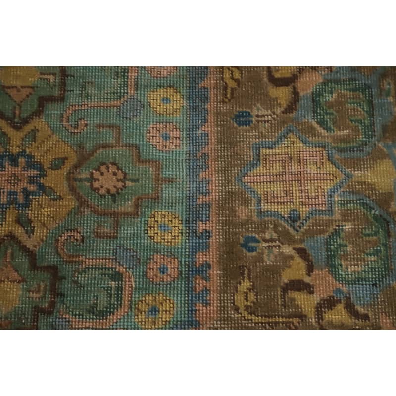 Hand Knotted Oriental 100% Wool Carpet Traditional Floral Yellow & Gold Tabriz Area Rug - 12' 5'' X 9' 8''