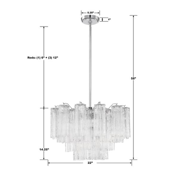 Addis 9 Light Polished Chrome Chandelier - 22"W x 14.25"H x 22"D