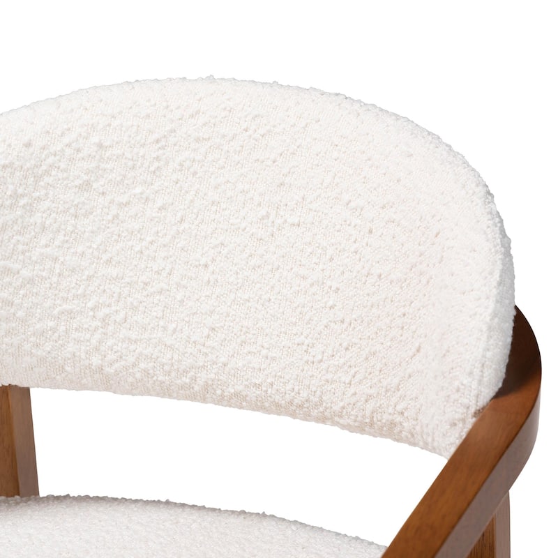 Biana Boucle Dining Chair - Modern Upholstered Accent Armchair, Cream, Minimalist Design