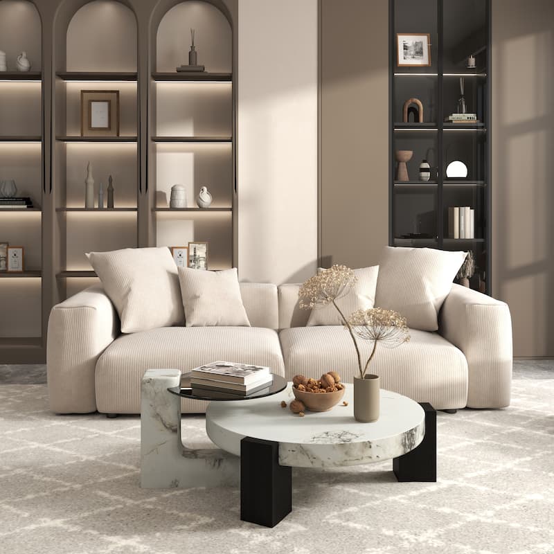 102" Oversized Corduroy Sectional Sofa Modern Wide Couch