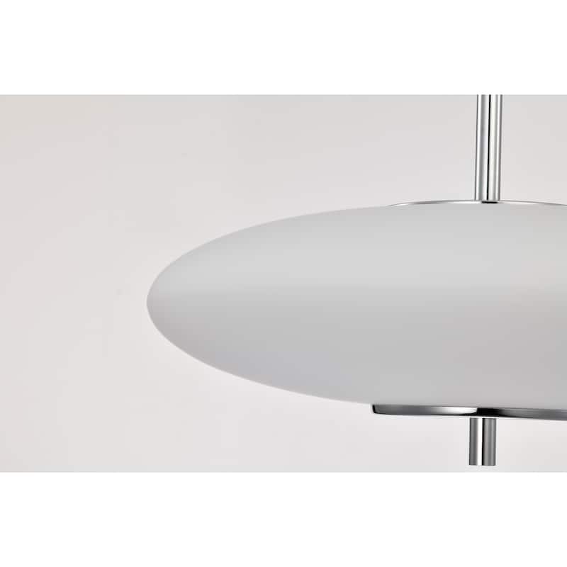 Caio Chrome Pendant Light with Oval Disk Frosted Glass Shade