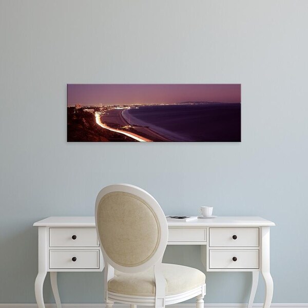 Easy Art Prints Panoramic Image 'City lit up, Highway 101, Santa Monica, Los Angeles County, California' Canvas Art