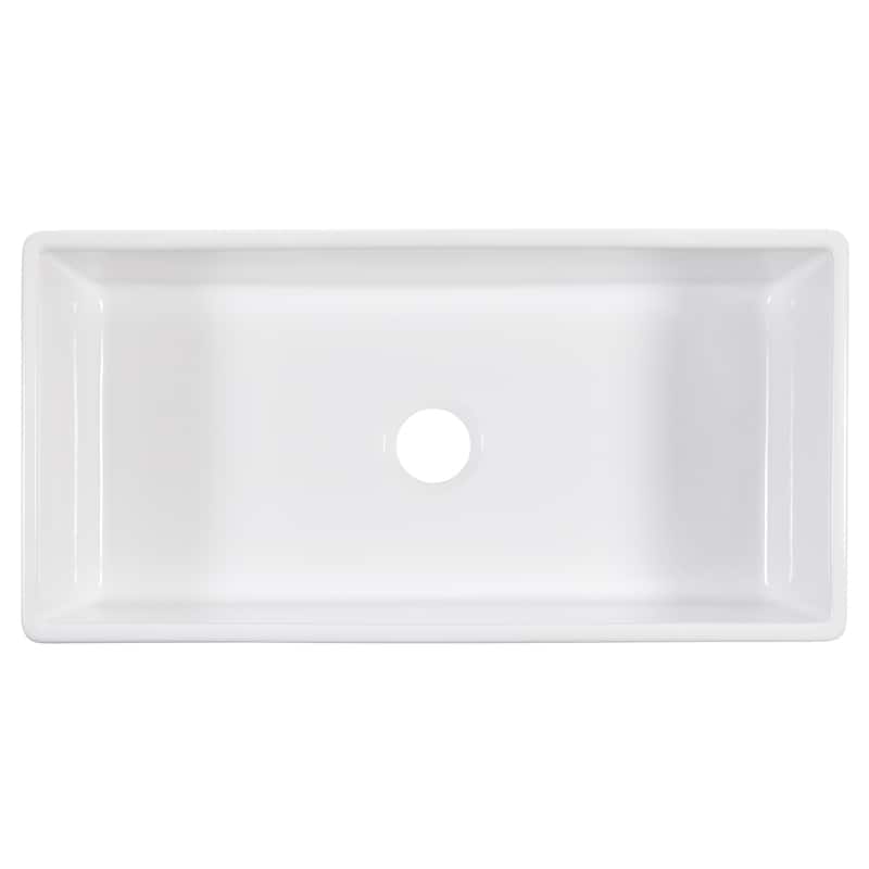 Austen Crisp White Fireclay 36" Farmhouse Apron Front Undermount Single Bowl Kitchen Sink with Pfirst Faucet Kit