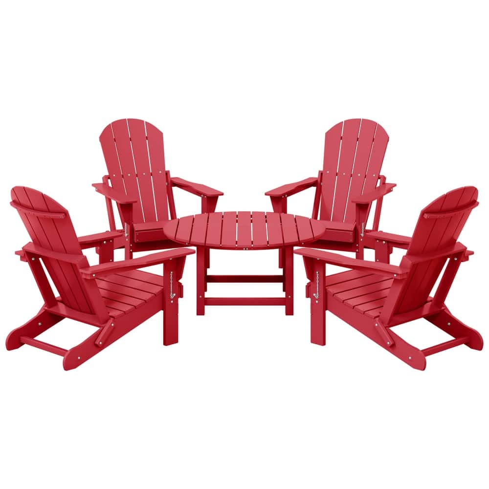 Laguna Outdoor 5-Piece Adirondack Chair With Round Coffee Table Conversation Set