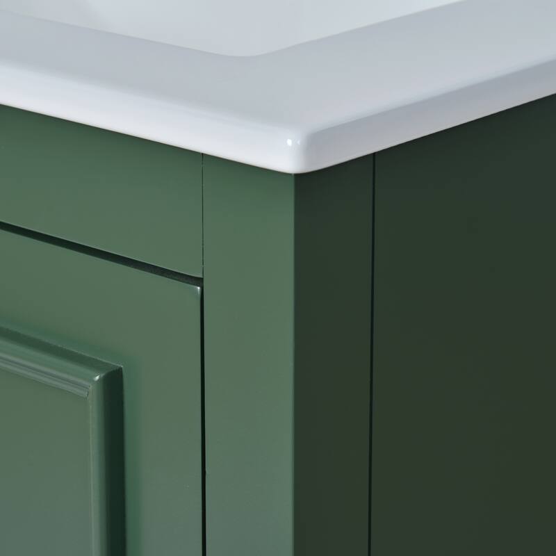 GDFStudio - Halcyon Modern Freestanding Bathroom Vanity with Ceramic Sink and Soft-Closing Storage Doors & Silver Handles