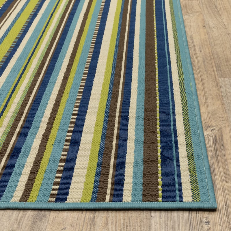 Vista Home Catalina Vertical Multi-Stripe Indoor/Outdoor Rug--