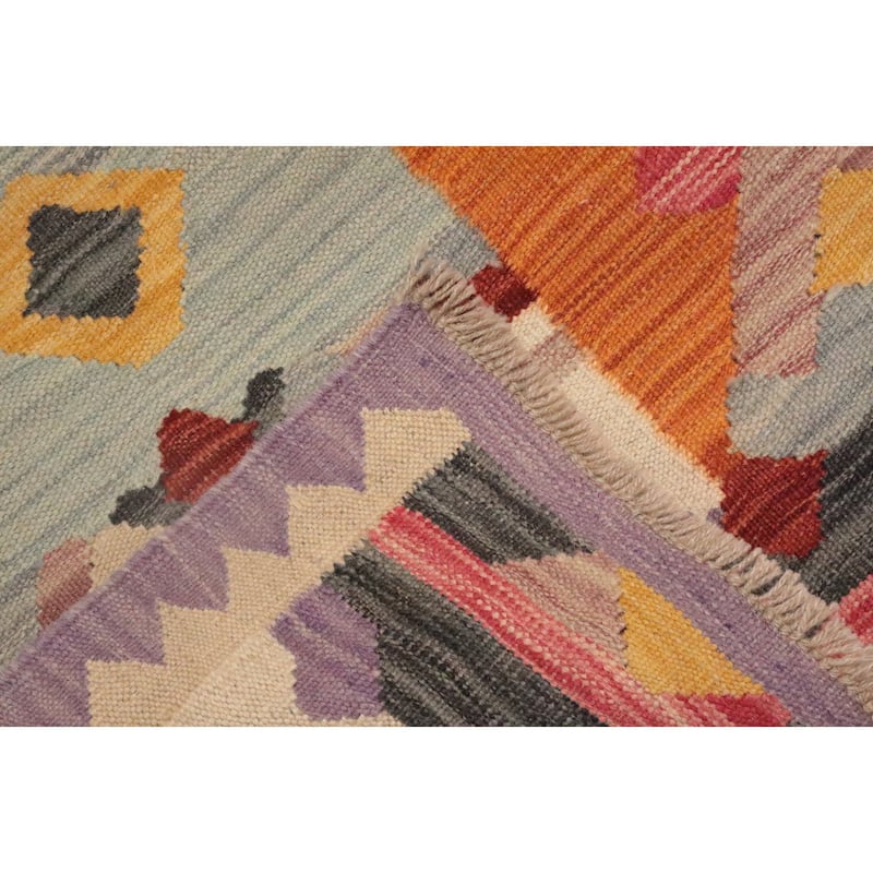Hand Woven Oriental 100% Wool Carpet Southwestern Tribal Multi-Colored Kilim Area Rug - 4' 11'' X 3' 1''