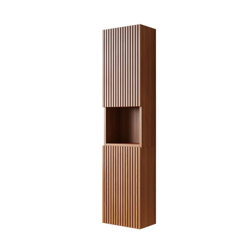 59" Tall Bathroom Wall Mounted Cabinet, Narrow Storage Cabinet with Doors and Shelves, Suitable for Small Spaces